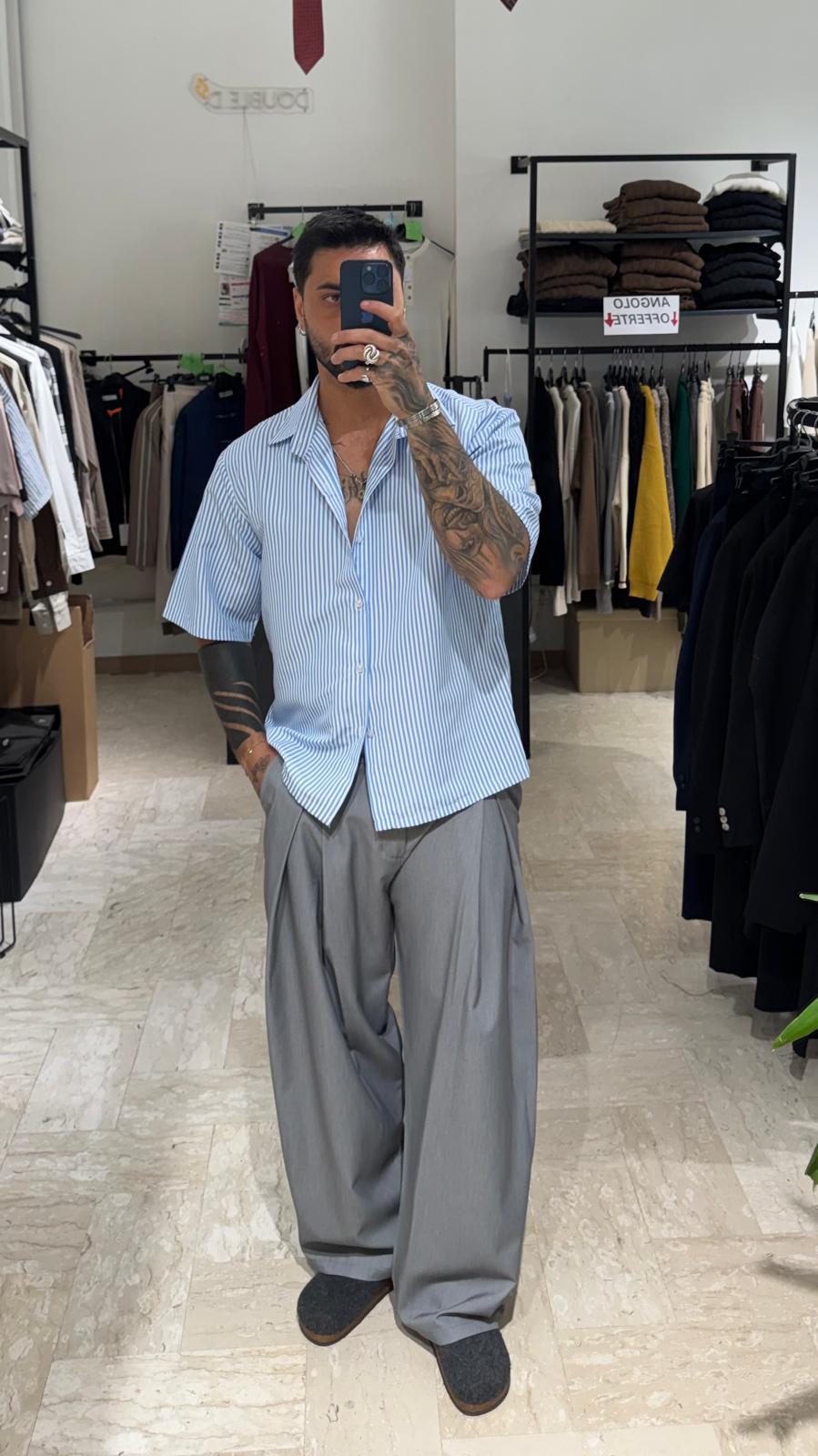 CAMICIA RIGHE AZZURRA