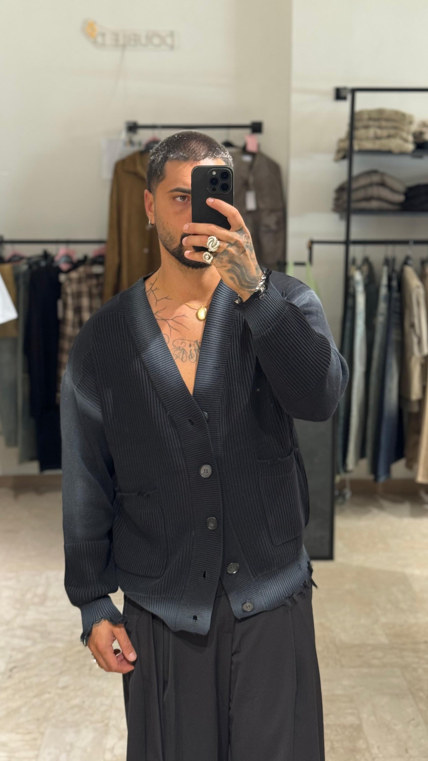 CARDIGAN NERO SFUMATO