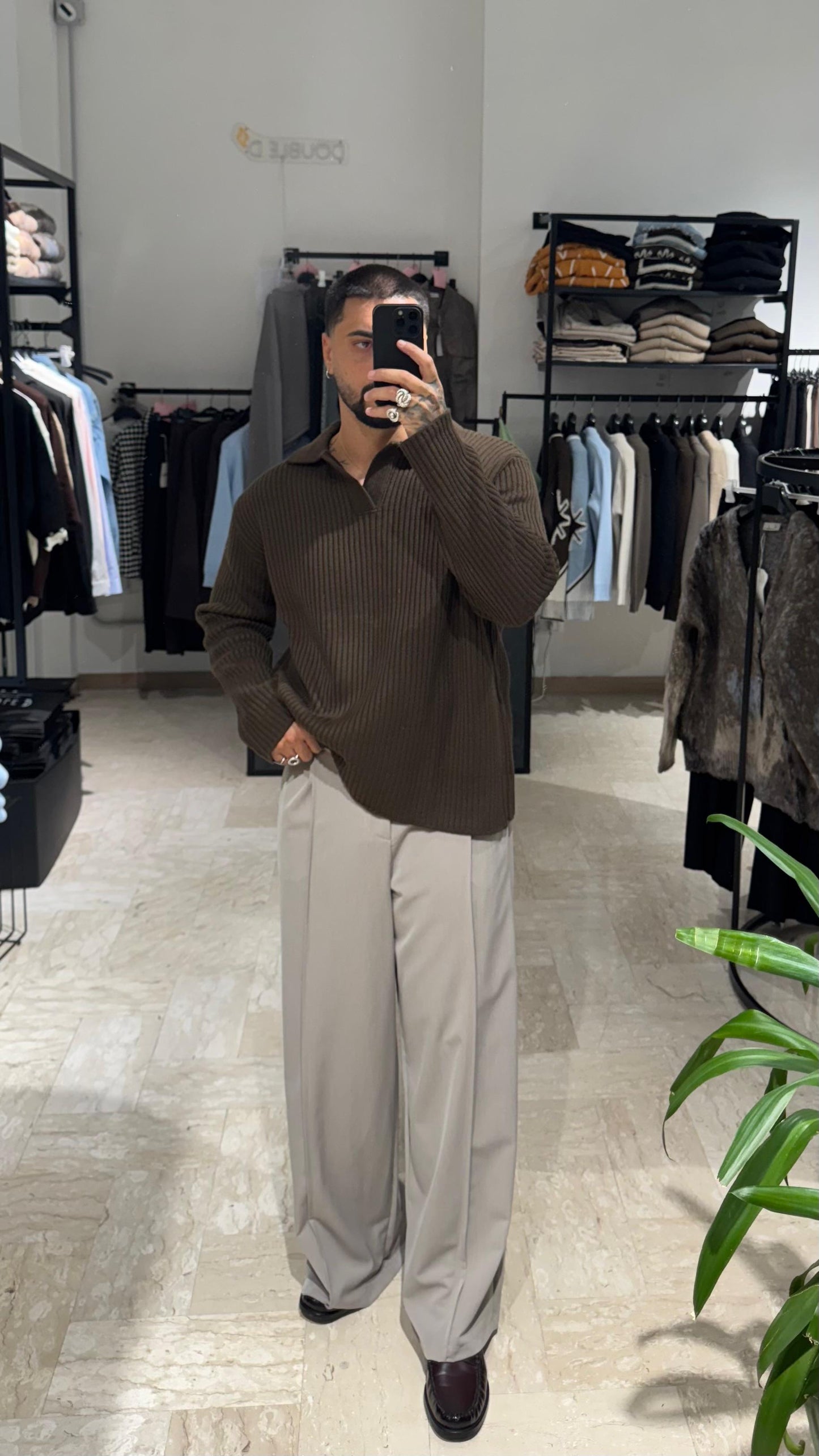 MAGLIONE/POLO FANGO A COSTINE