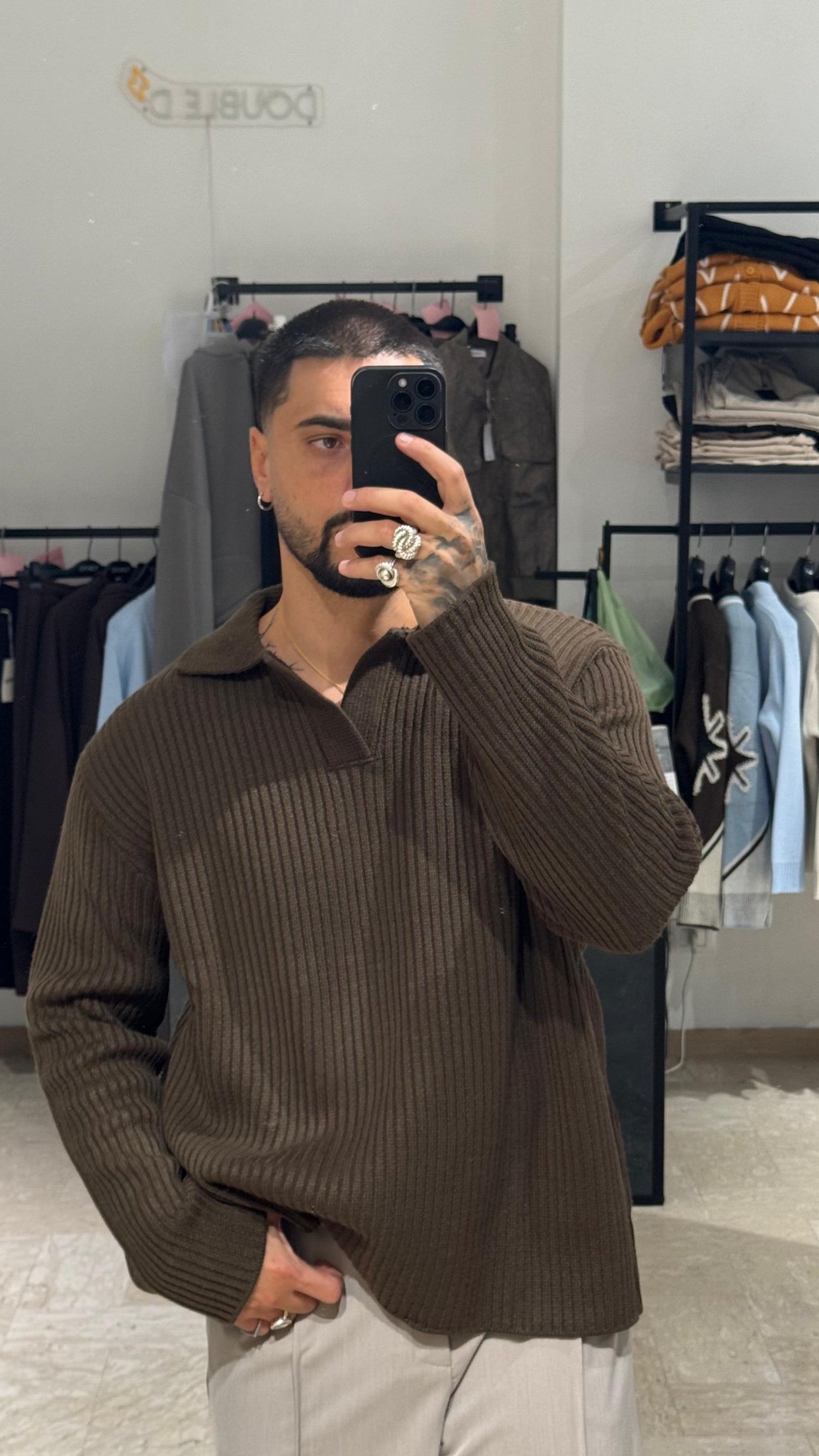 MAGLIONE/POLO FANGO A COSTINE