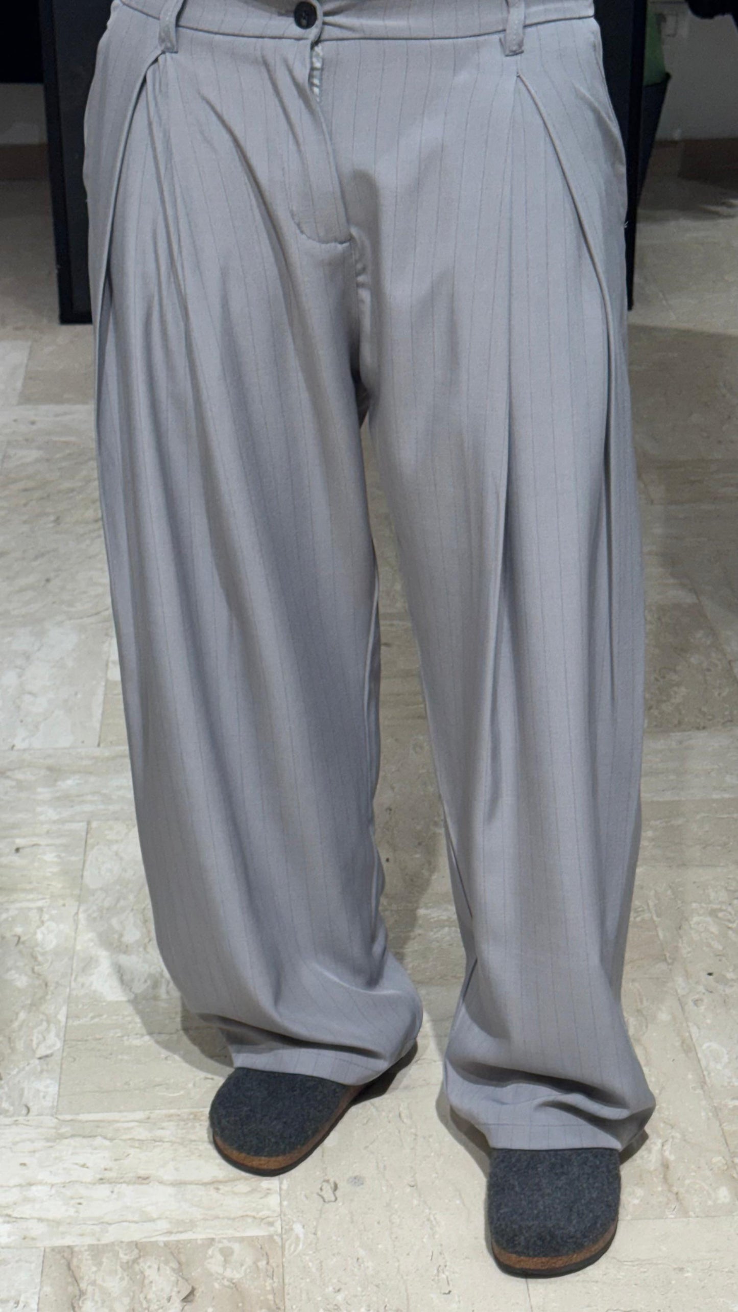 PANTALONE GRIGIO GESSATO DOPIA PENCE