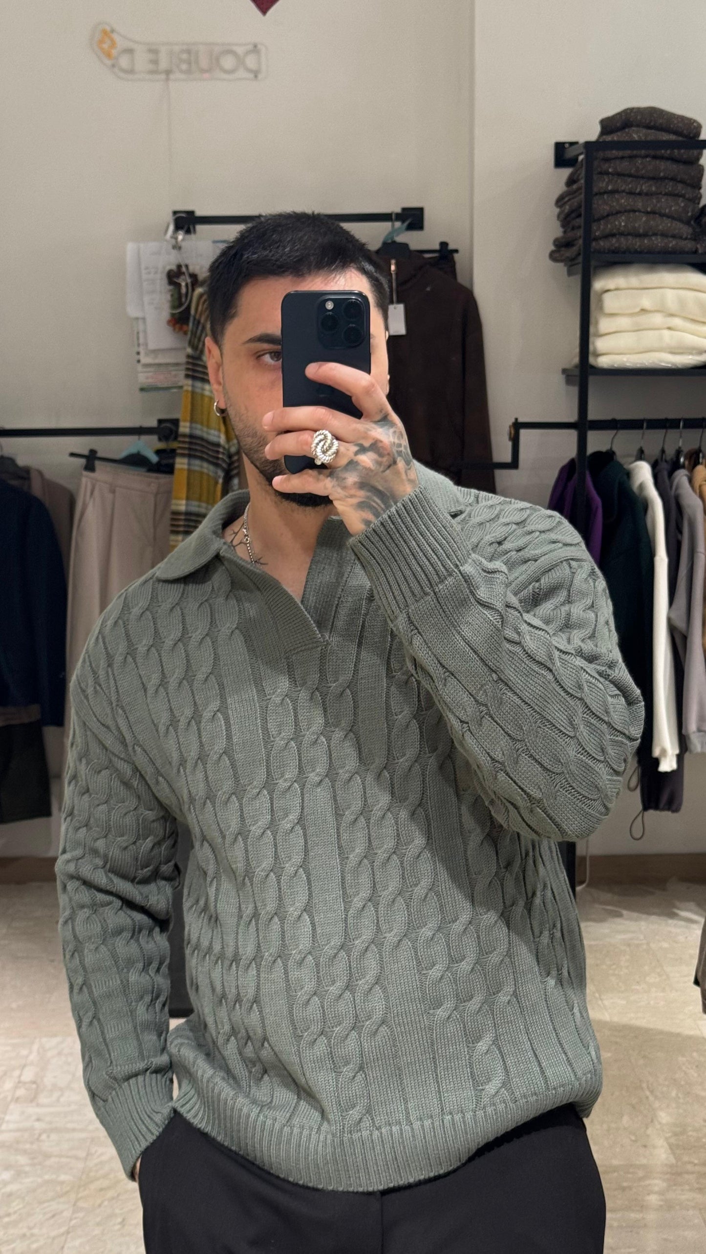MAGLIONE GRIGIO INTRECCIATO