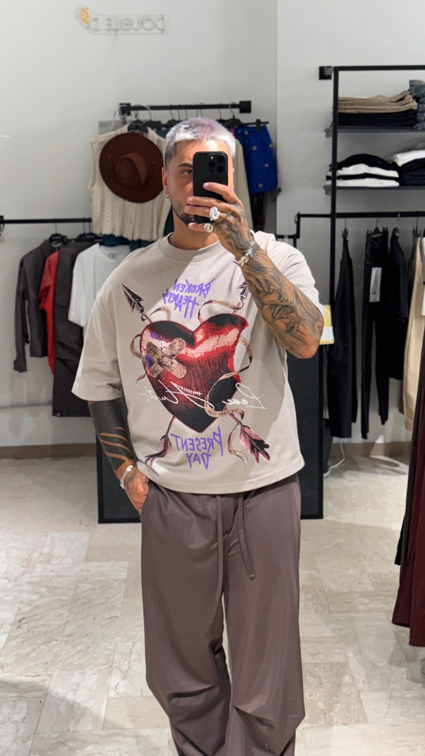 T-SHIRT CUORE CROP SABBIA