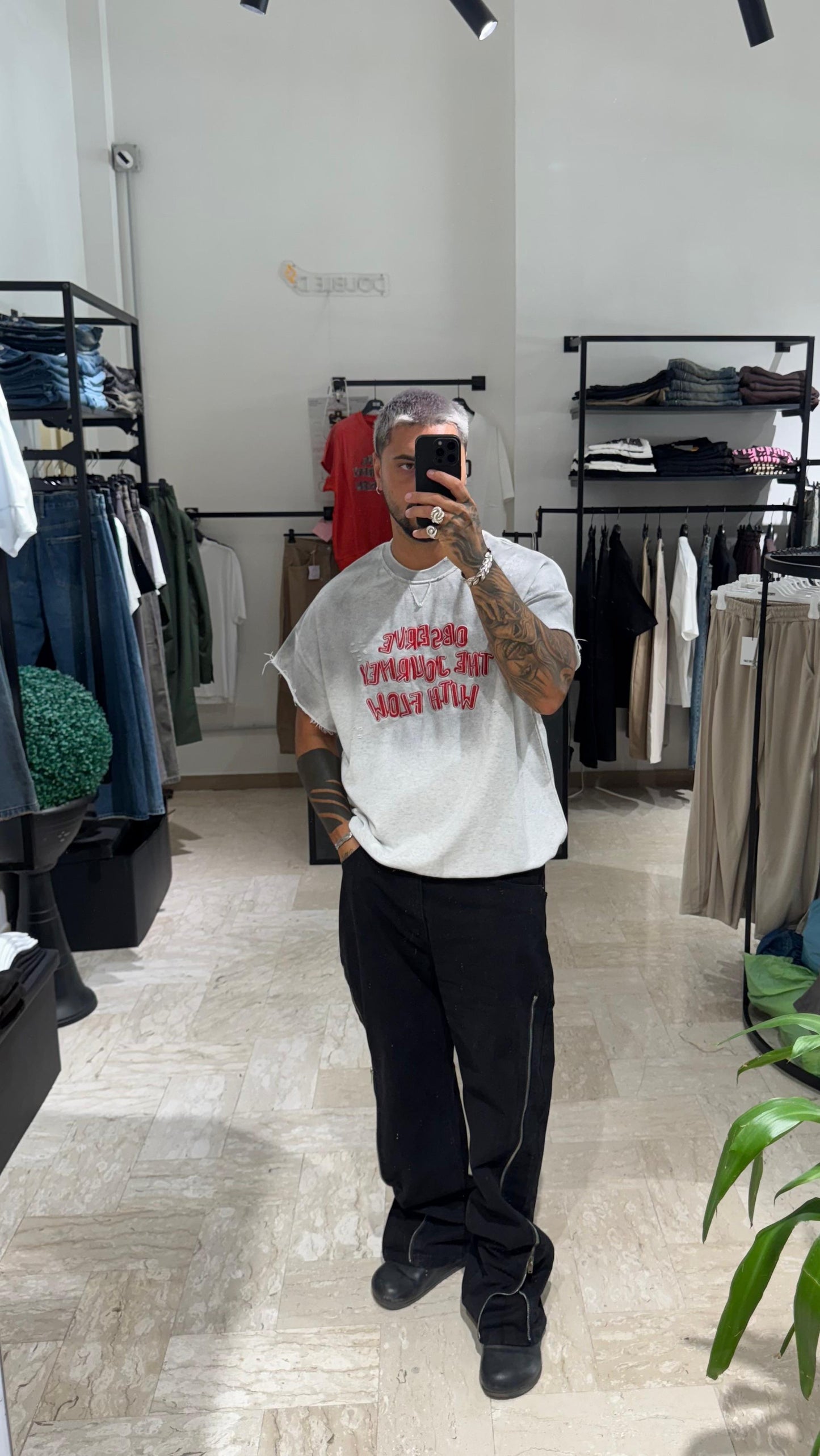 SHIRT CROP FELPATA GRIGIA