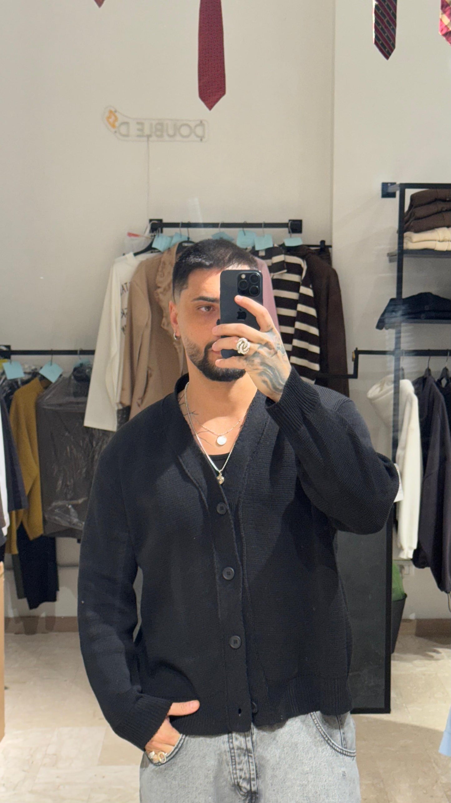 CARDIGAN NERO CROP/OVER