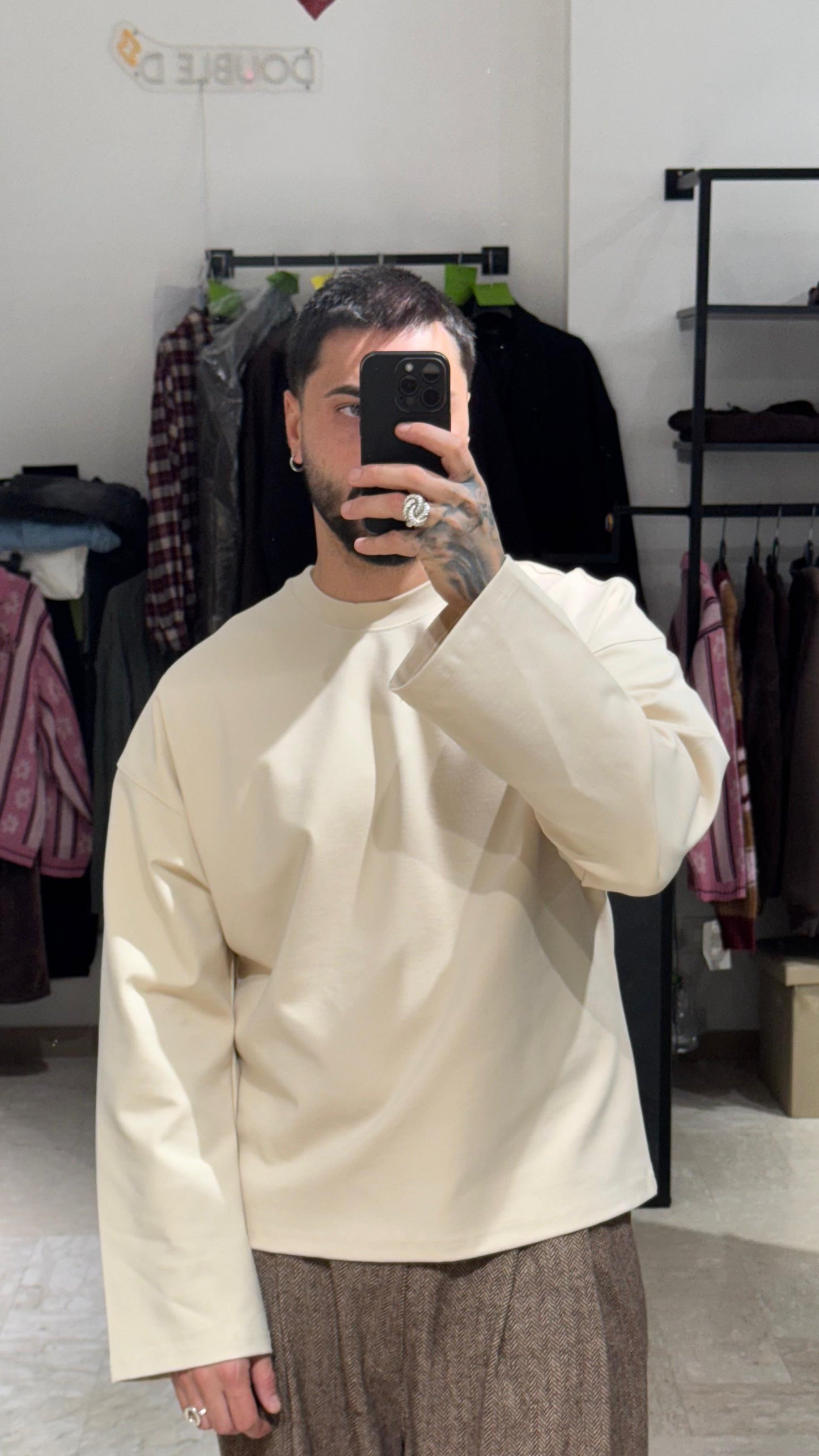 LONG SLEEVE CROP BEIGE