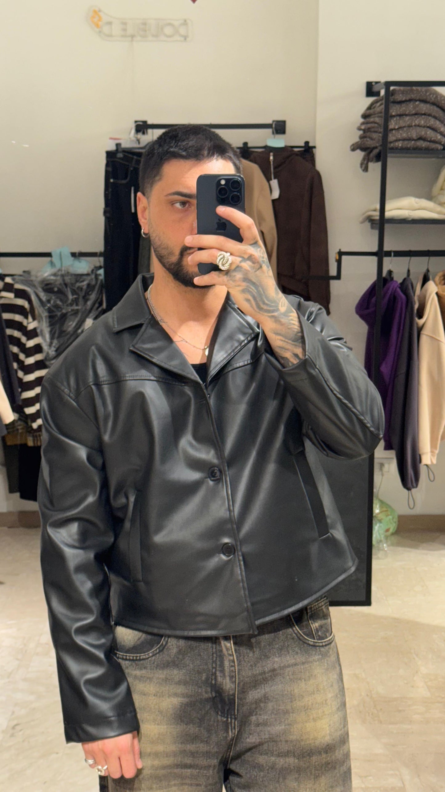 JACKET NERO CROP/OVER