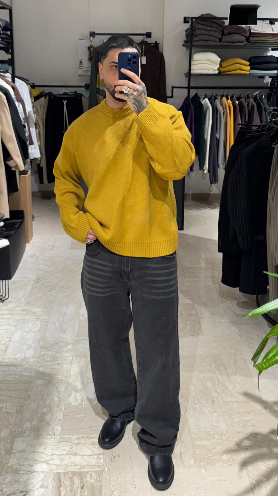 MAGLIONE SENAPE CROP/OVER