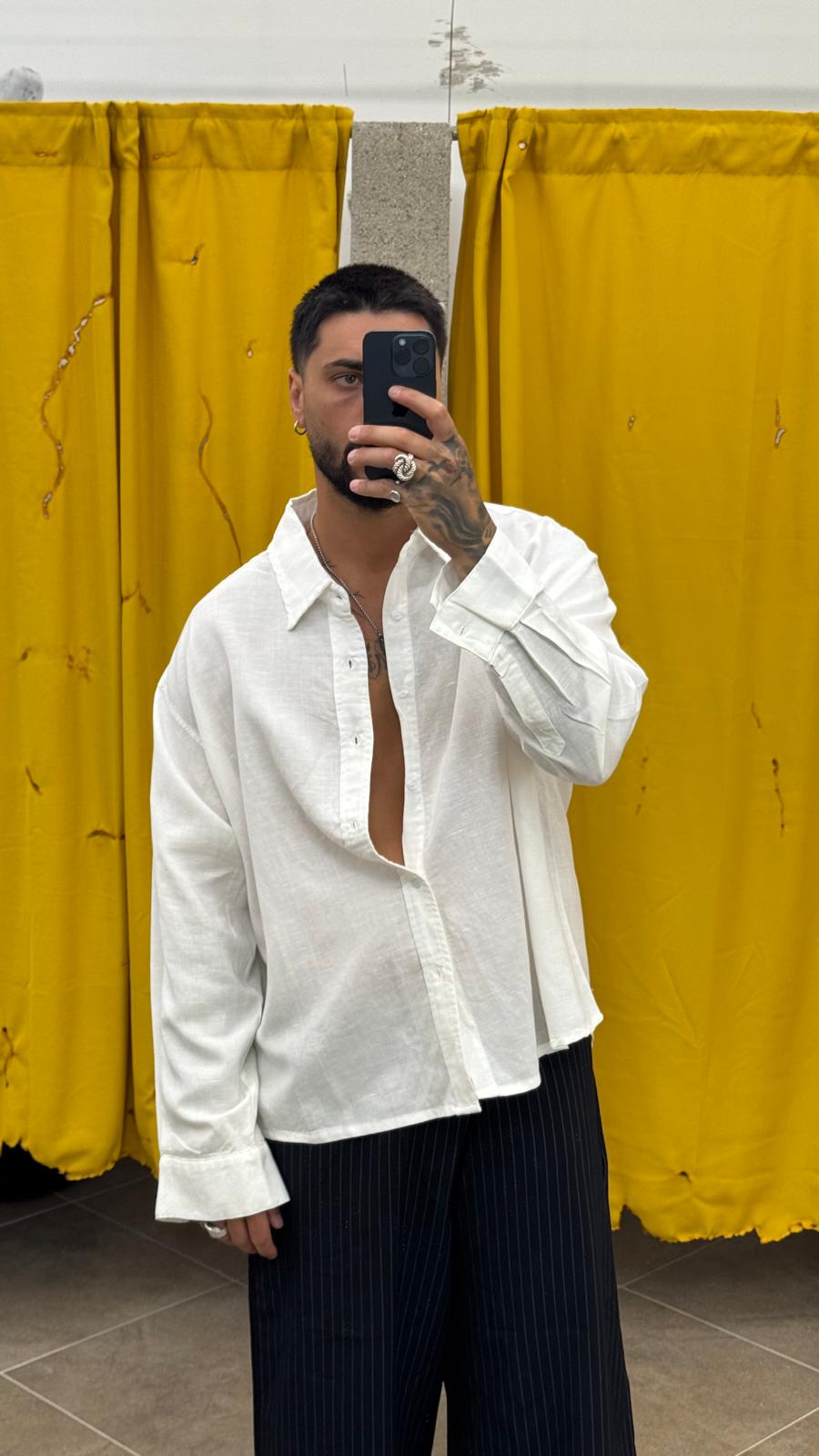 CAMICIA IN LINO BIANCA OVER