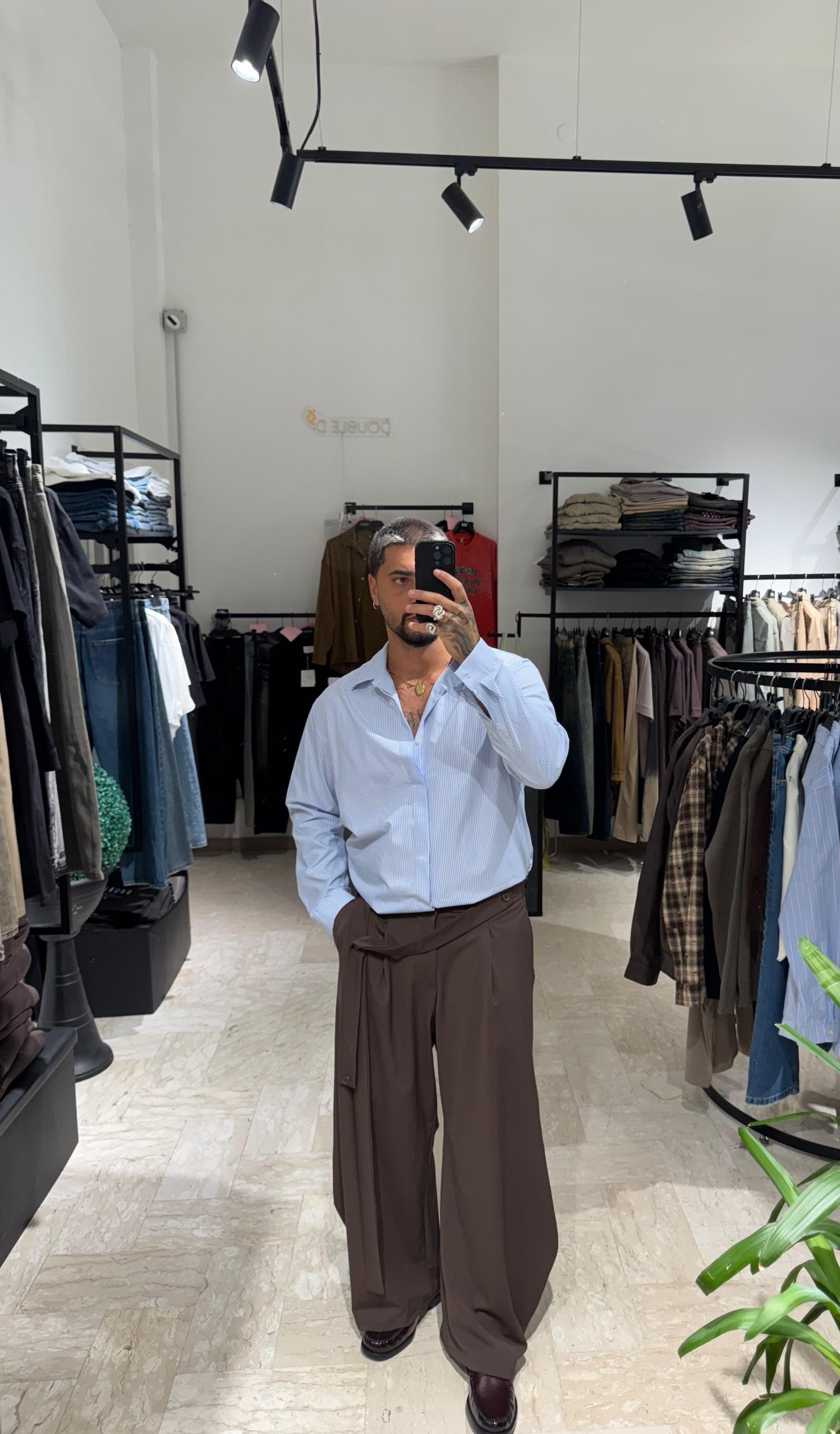 CAMICIA AZZURRA A RIGHE OVER