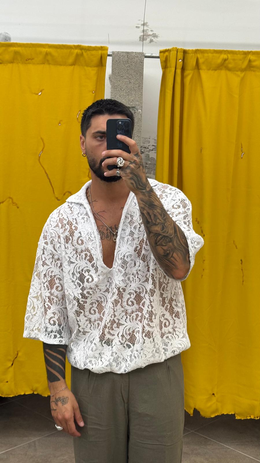 CAMICIA BIANCA PIZZO OVER