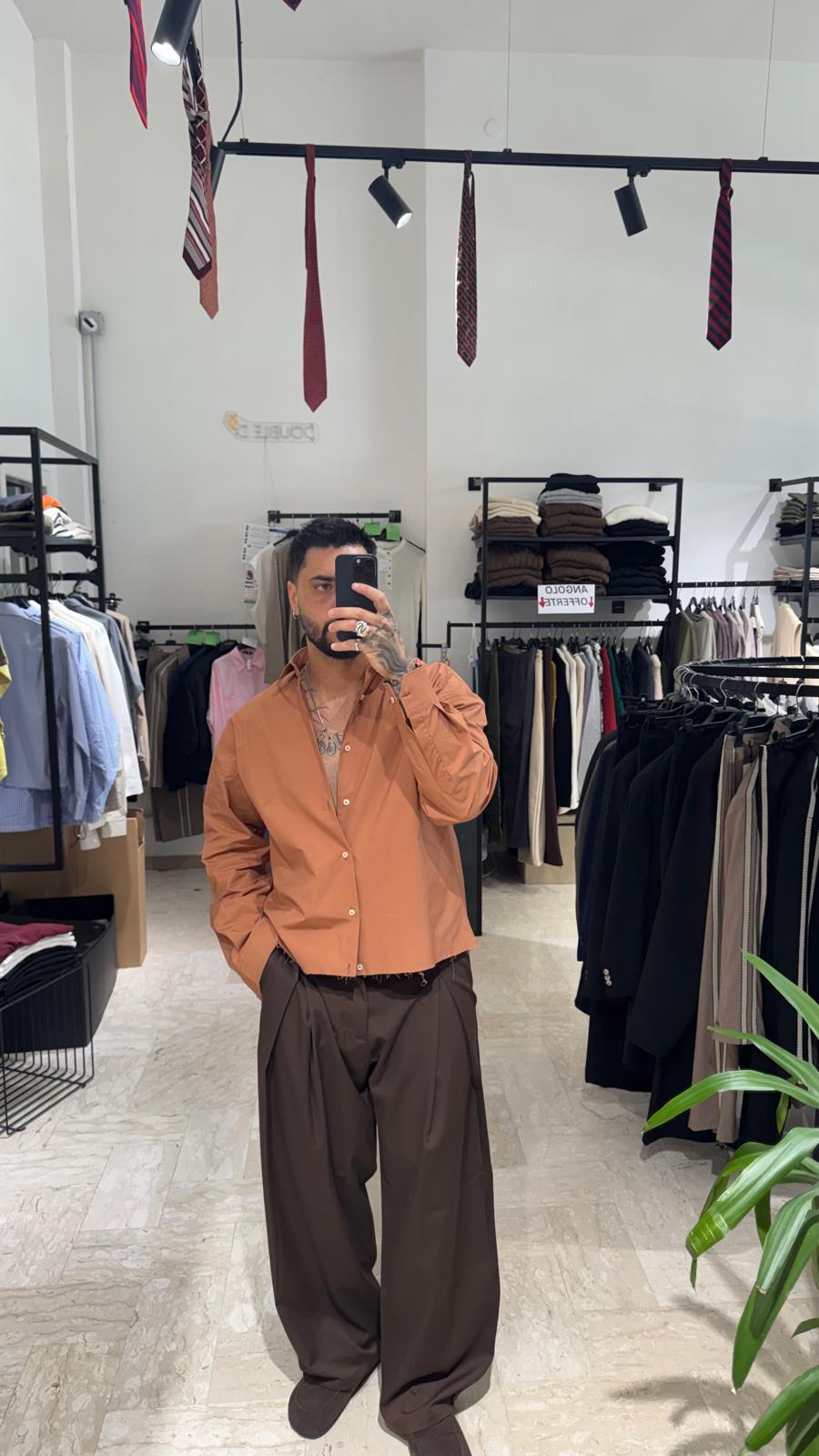 CAMICIA CROP TERRACOTTA