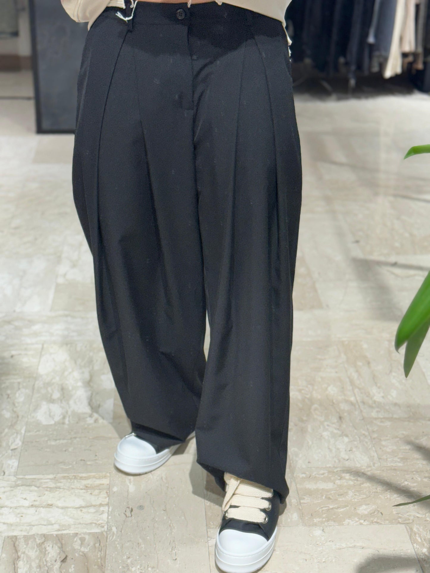 PANTALONE NERO DOPPIA PENCE