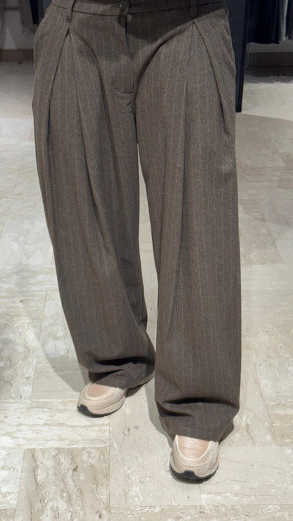 PANTALONE MORO GESSATO DOPPIA PENCE