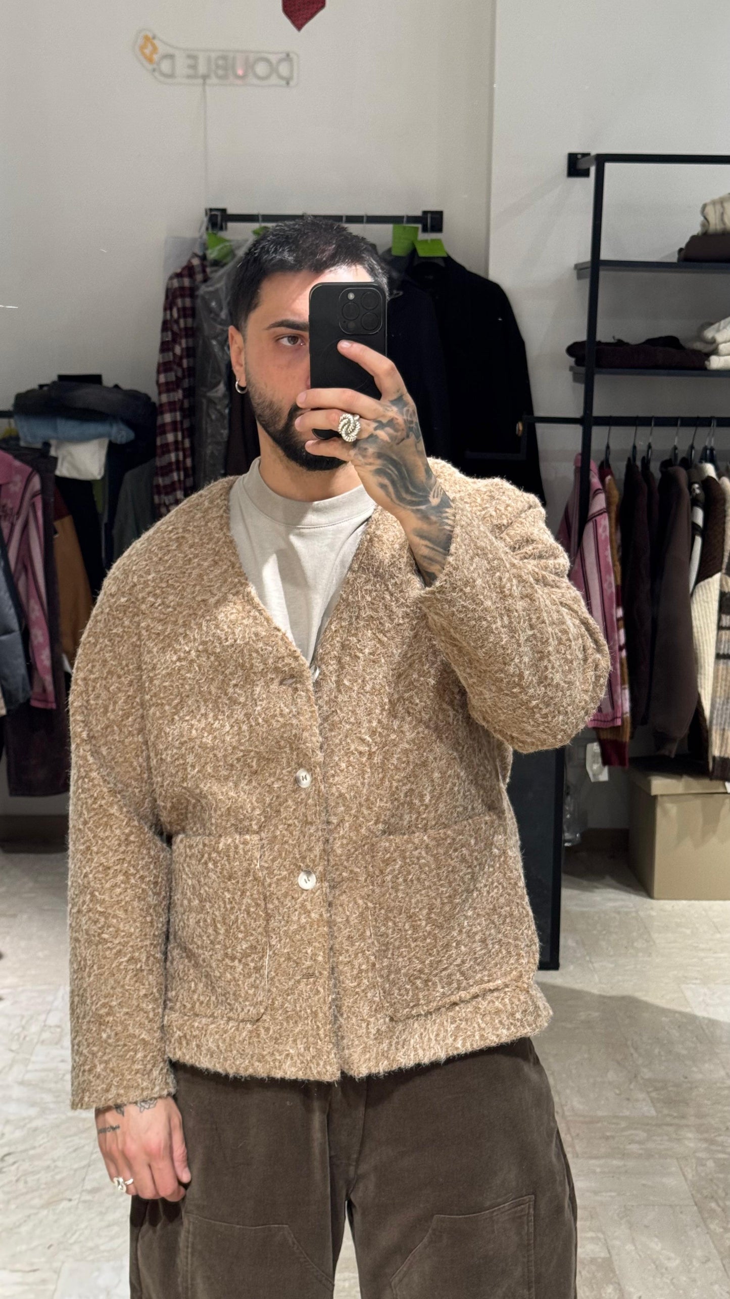 CARDIGAN/GIACCA CAMEL EFFETTO PELO