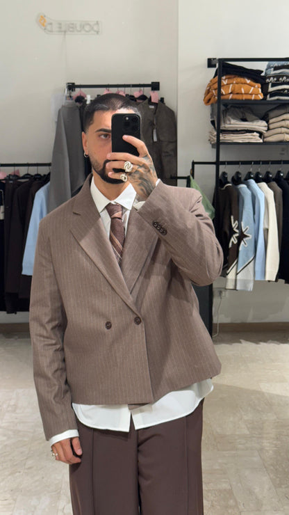 GIACCA MARRONE GESSATA CROP