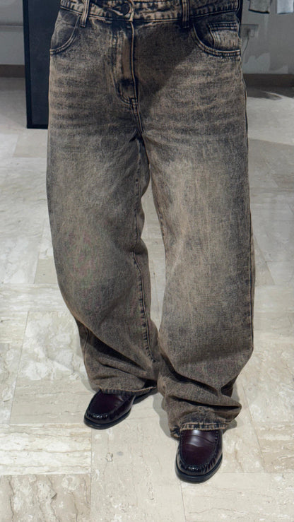DENIM BAGGY BROWN