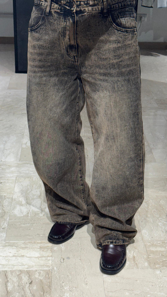 DENIM BAGGY BROWN