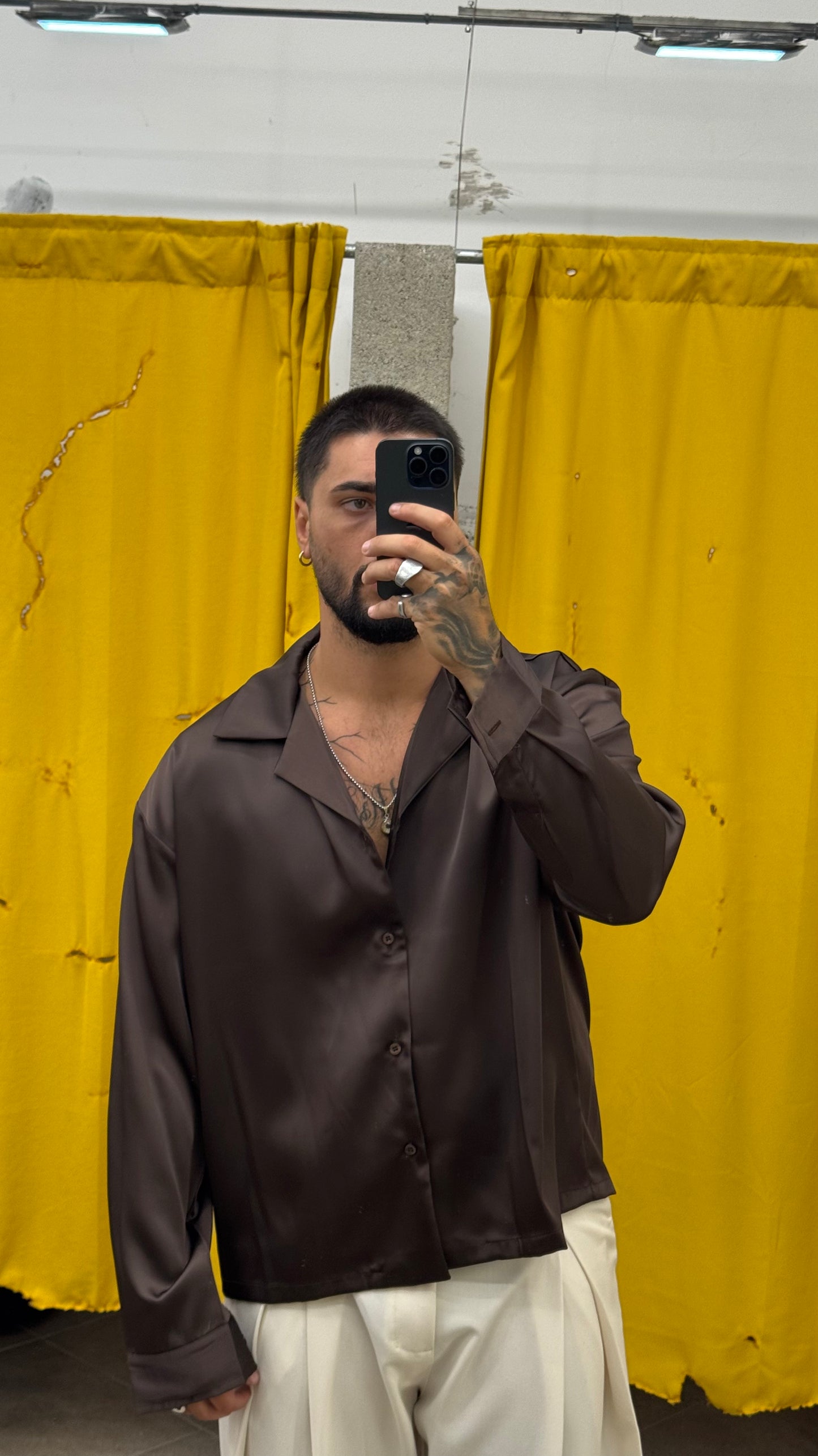 CAMICIA CROP/OVER IN RASO MORO