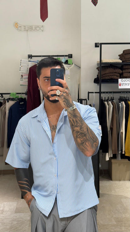 CAMICIA RIGHE AZZURRA