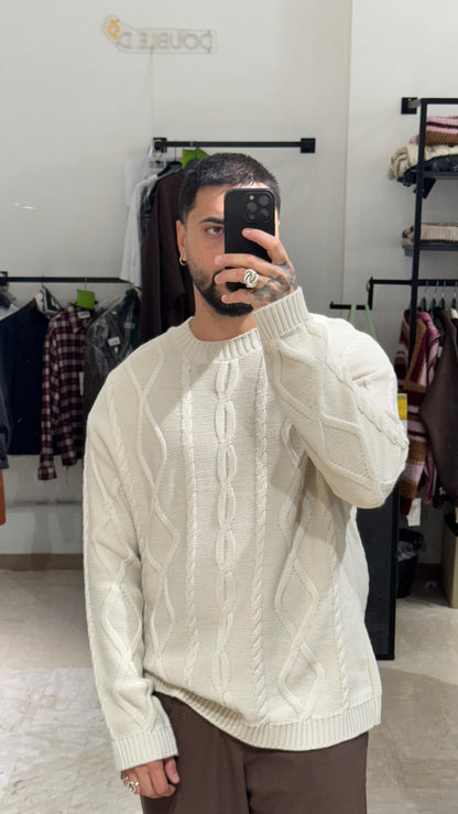 MAGLIONE BEIGE CHIARO INTRECCIATO