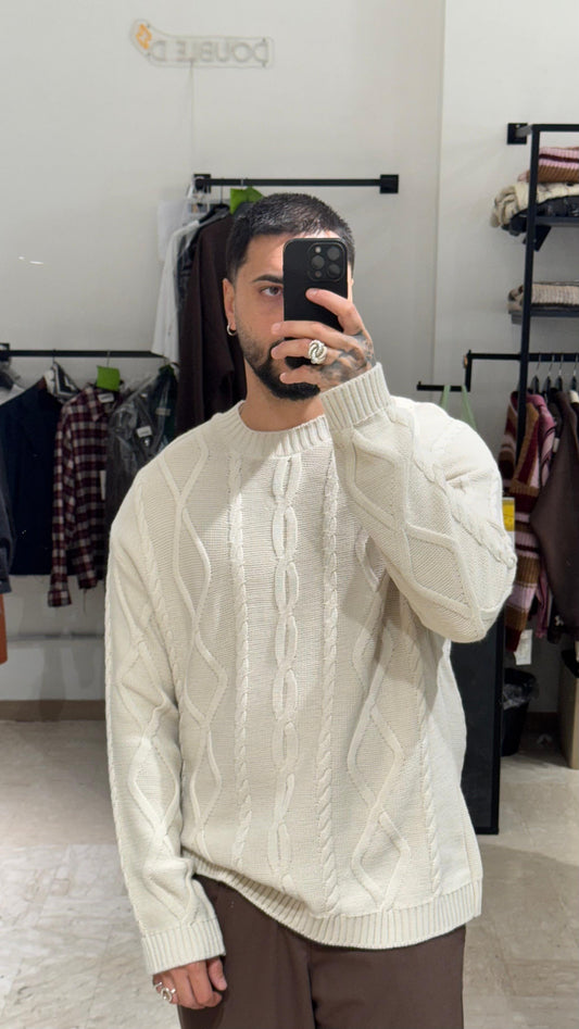 MAGLIONE BEIGE CHIARO INTRECCIATO