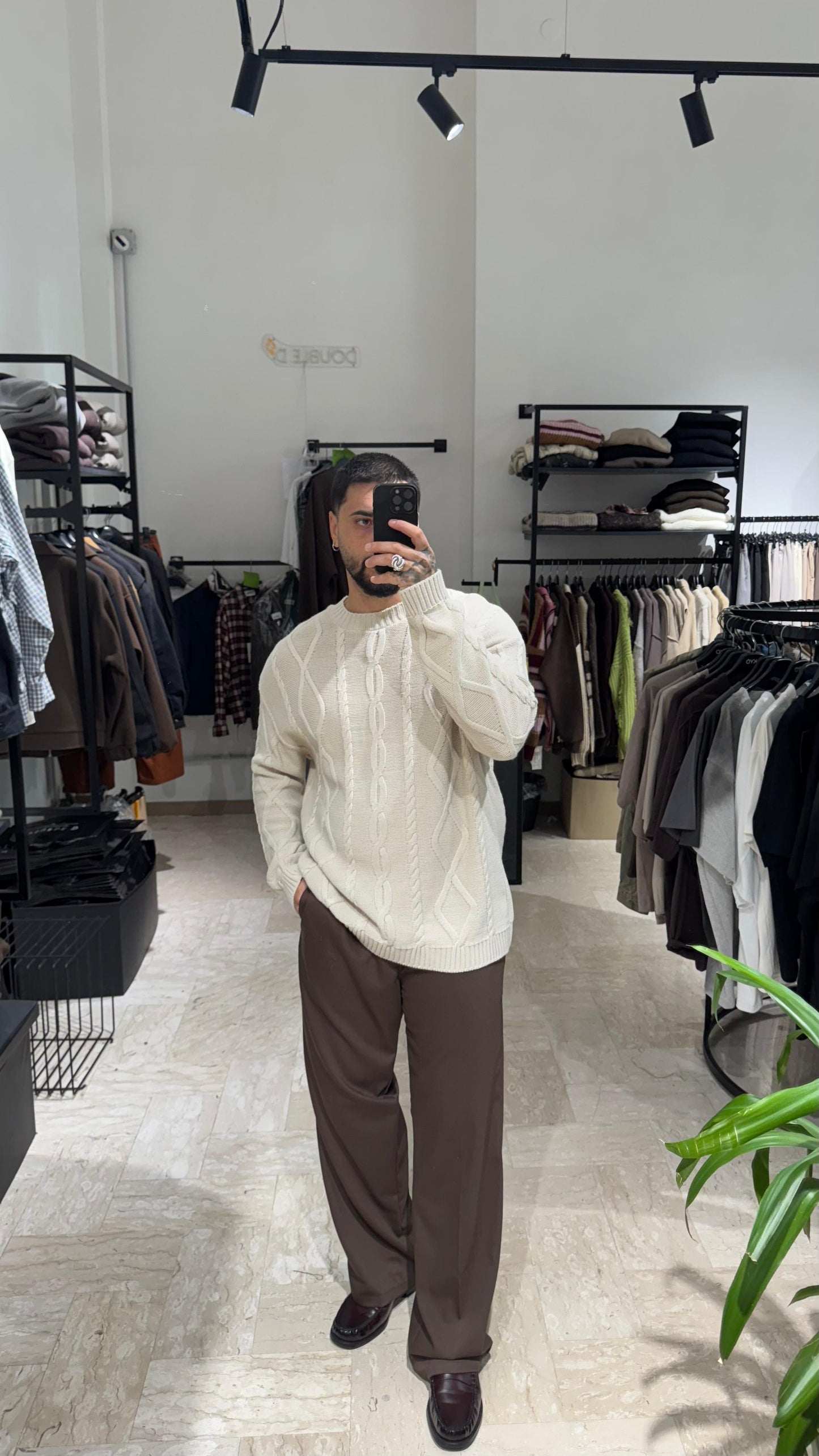 MAGLIONE BEIGE CHIARO INTRECCIATO