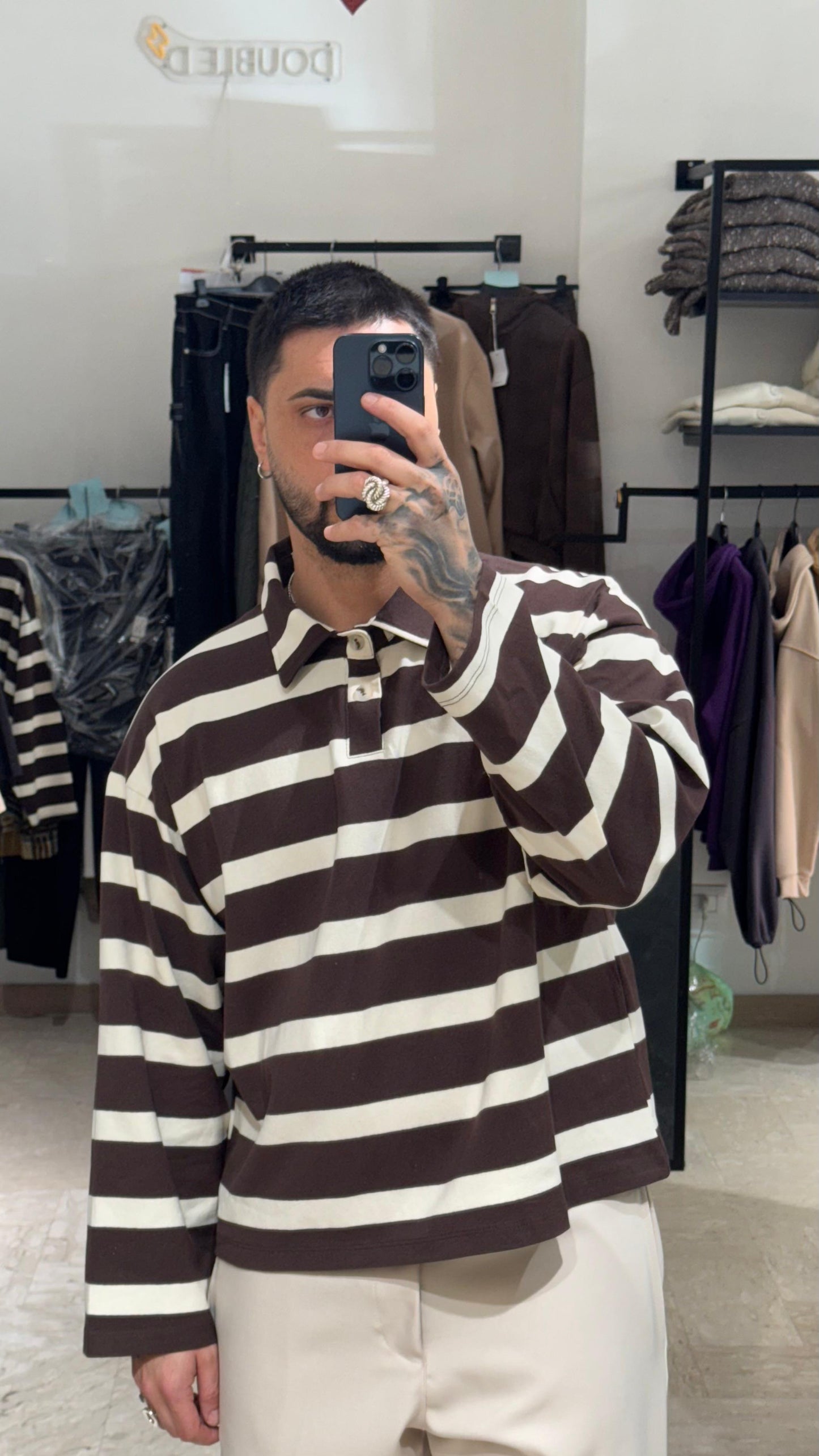 POLO MORO A RIGHE CROP/OVER