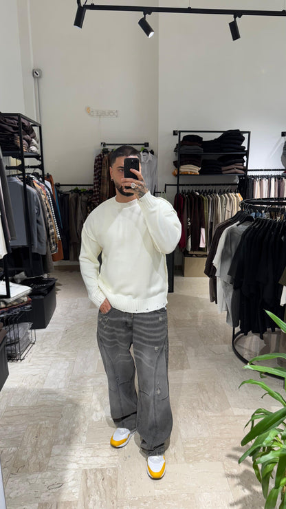 MAGLIONE PANNA CON CUCITURE IN RILIEVO