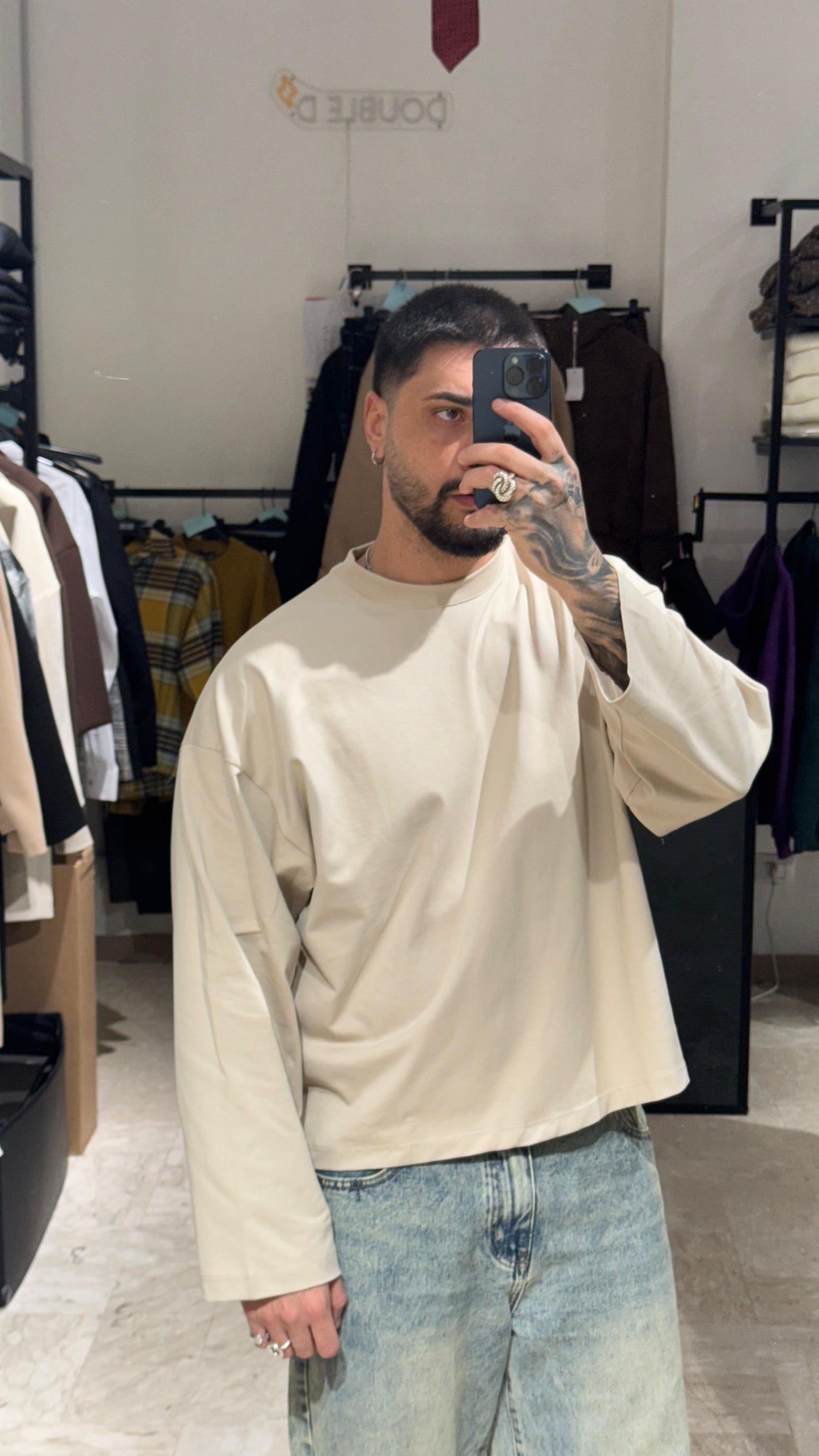 LONG SLEEVE BEIGE CROP