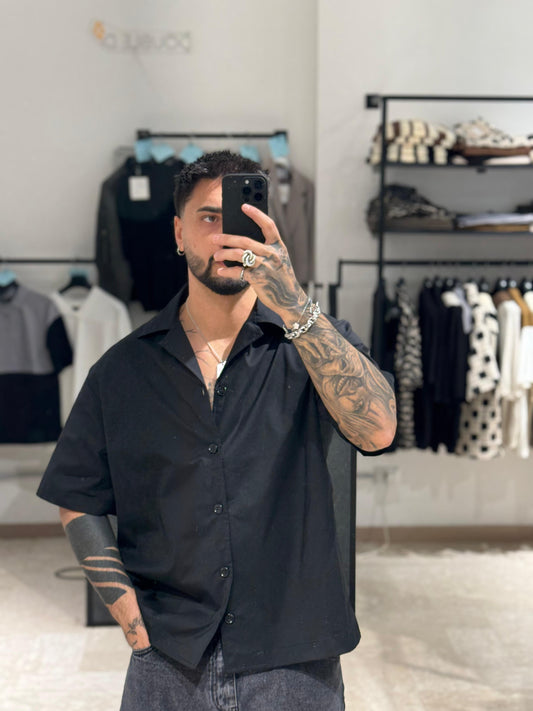 CAMICIA NERA CROP HYDO