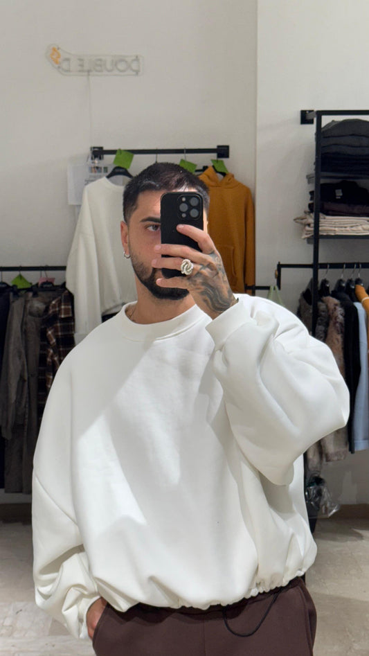 FELPA CROP BIANCA CON STAMPA RETRO