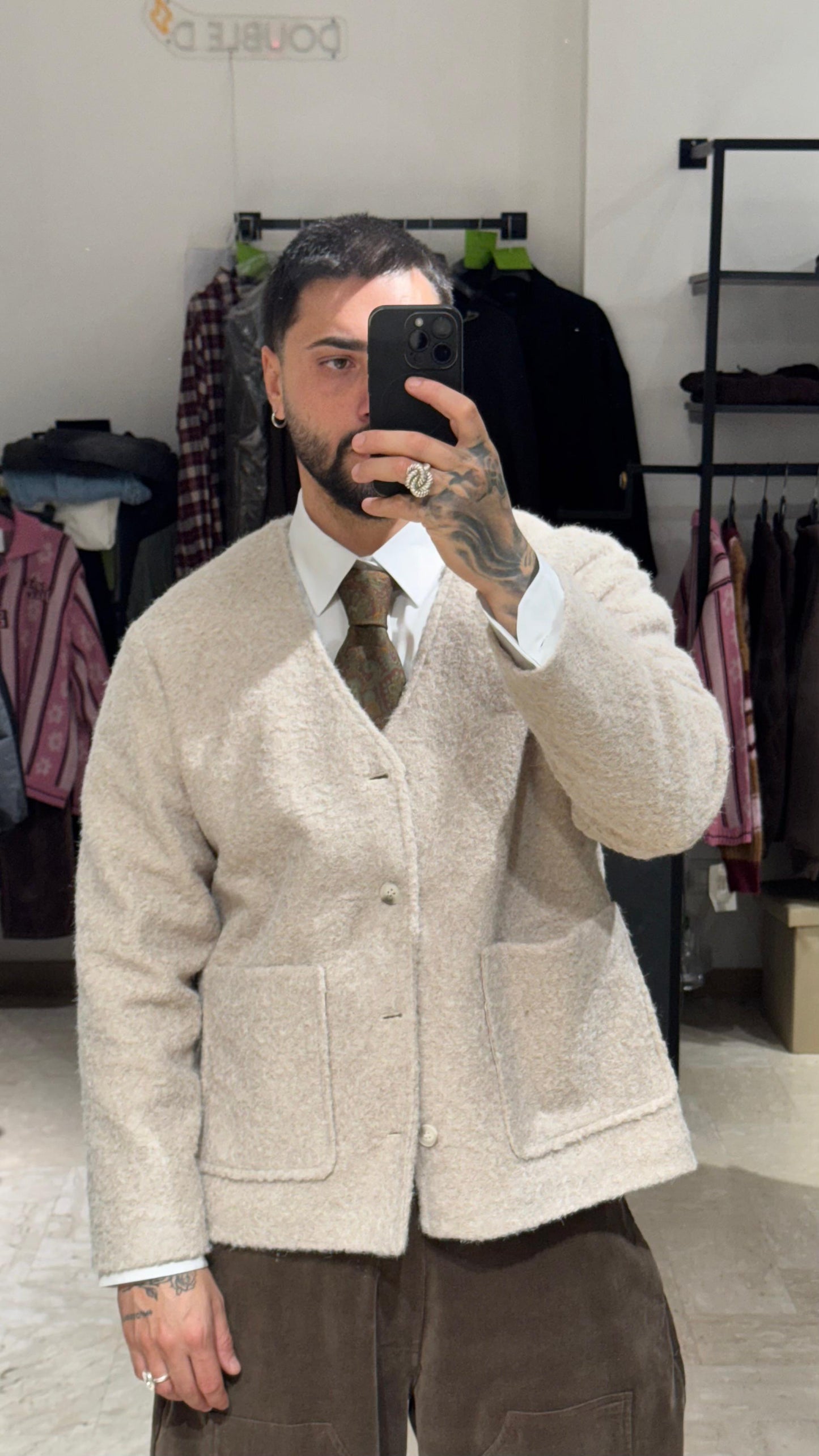 CARDIGAN/GIACCA BEIGE EFFETTO PELO