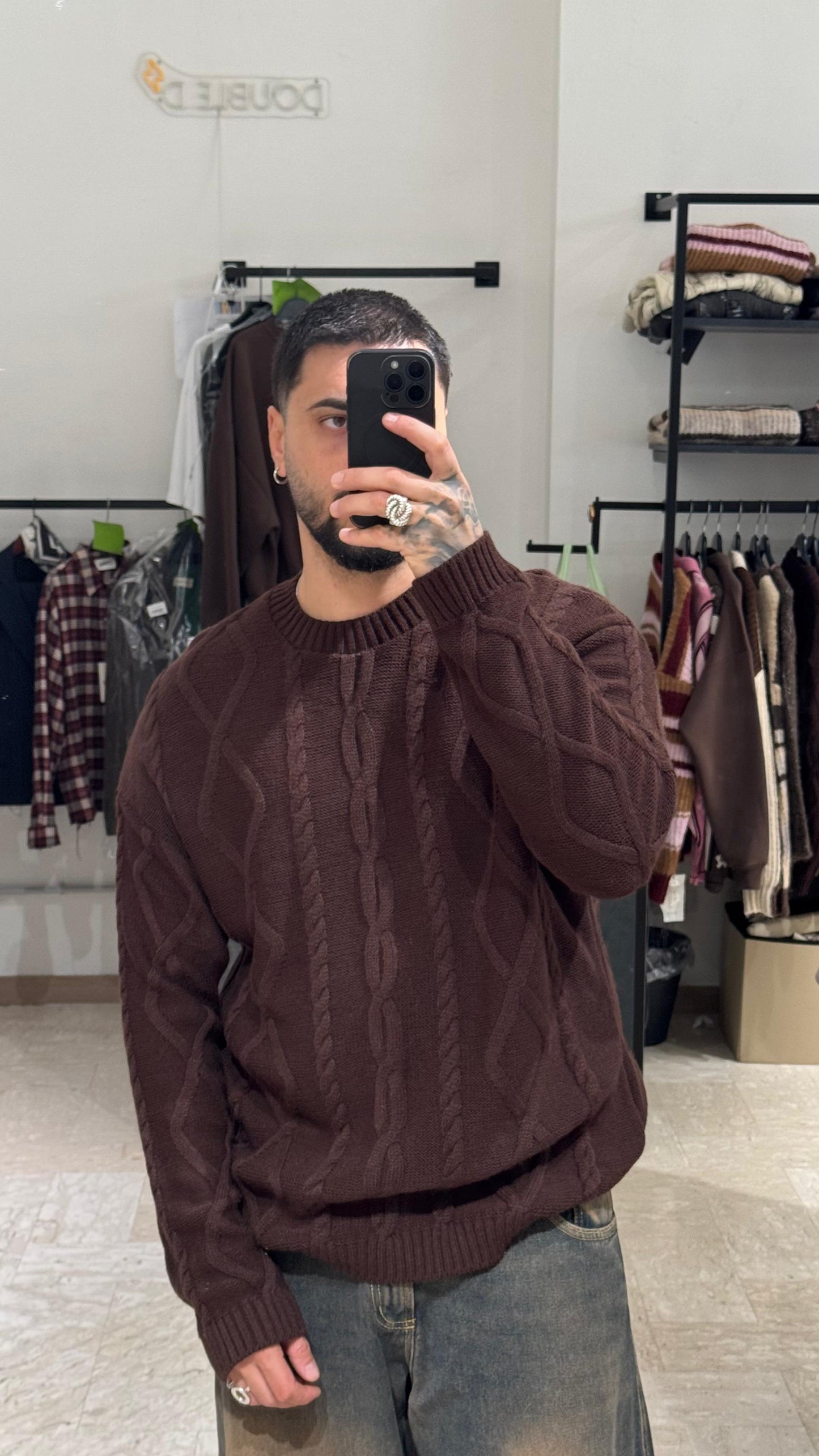 MAGLIONE MORO INTRECCIATO