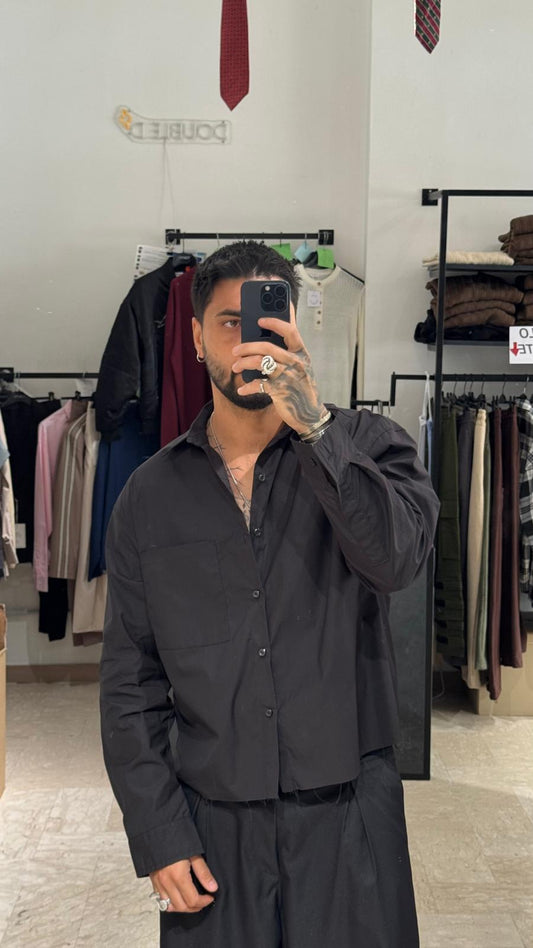 CAMICIA NERA CROP