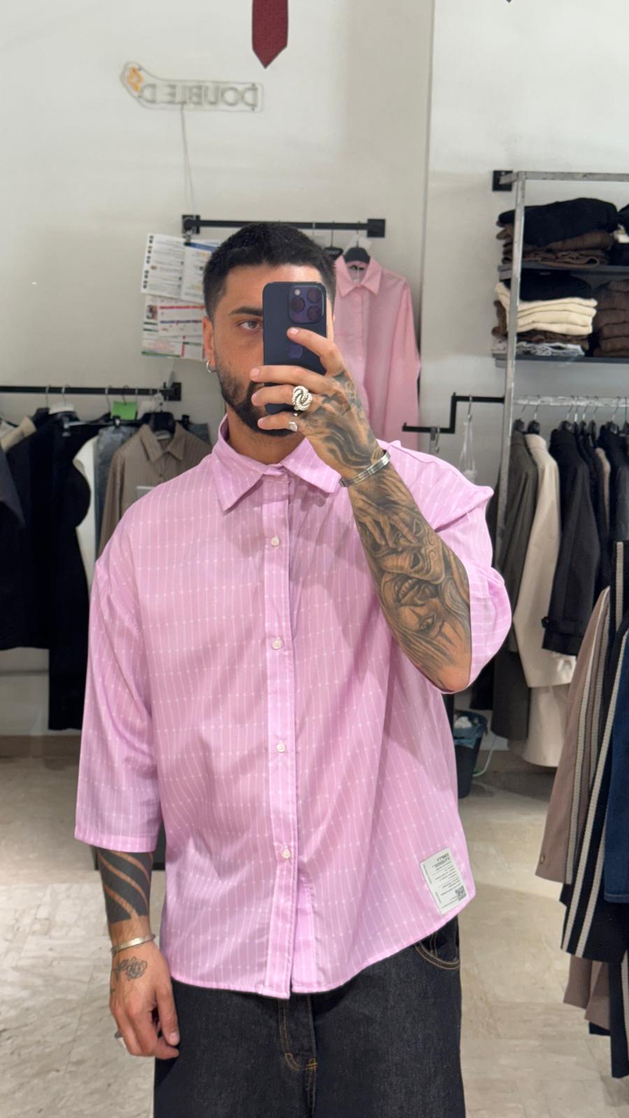 CAMICIA ROSA OVER CON MANICA A 3/4