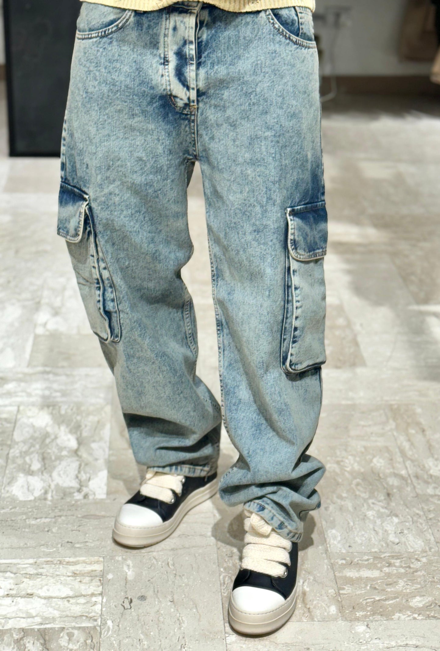 CARGO DENIM CHIARO