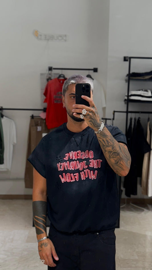 SHIRT CROP FELPATA NERA