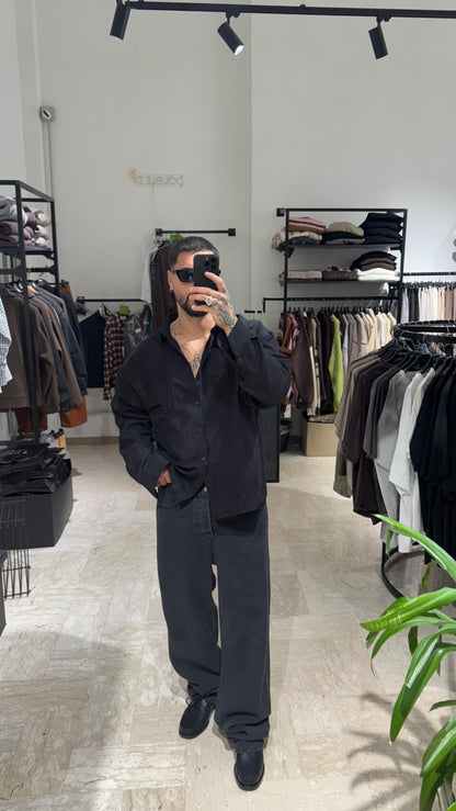 CAMICIA NERA IN DAINETTO