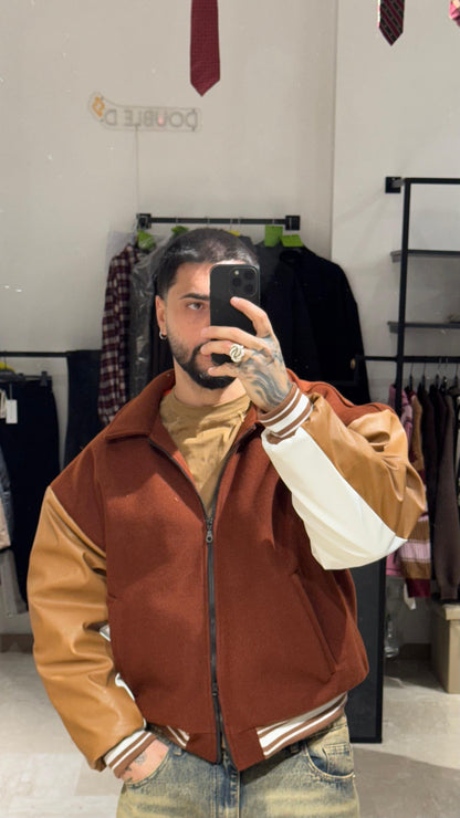 VARSITY JACKET CROP BORDOUX