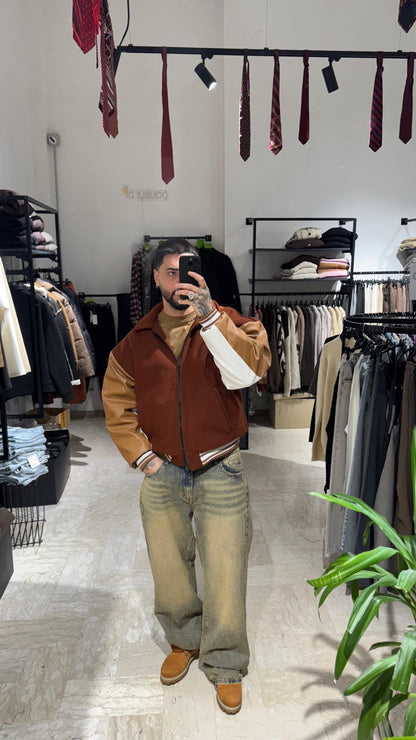 VARSITY JACKET CROP BORDOUX