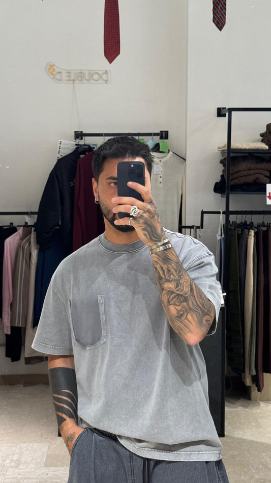 T-SHIRT GRIGIA SLAVATA OVER