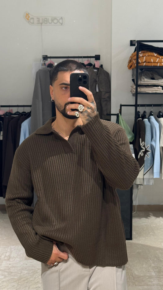 MAGLIONE/POLO FANGO A COSTINE