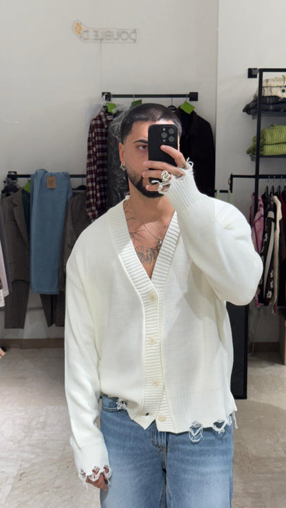 CARDIGAN PANNA OVER SFILACCIATO