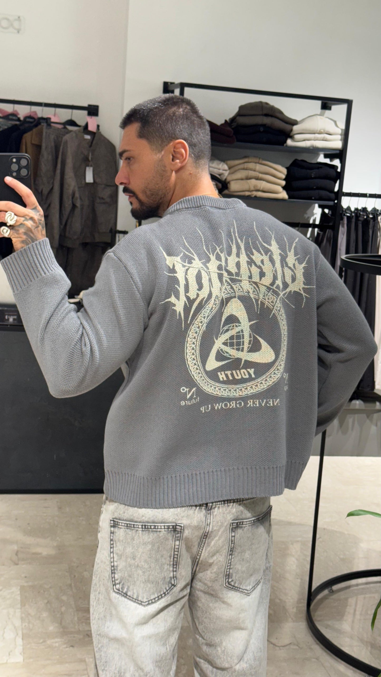 MAGLIONE GRIGIO CROP/OVER