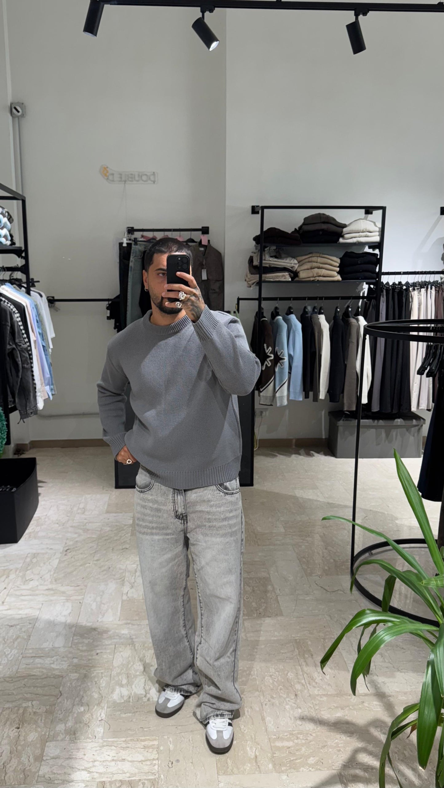 MAGLIONE GRIGIO CROP/OVER