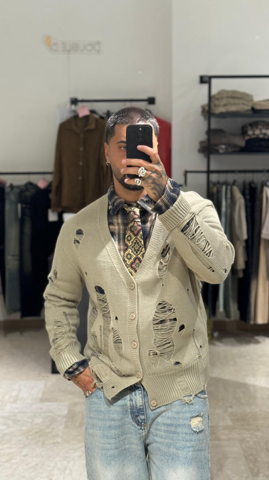 CARDIGAN DISTRESSED BEIGE