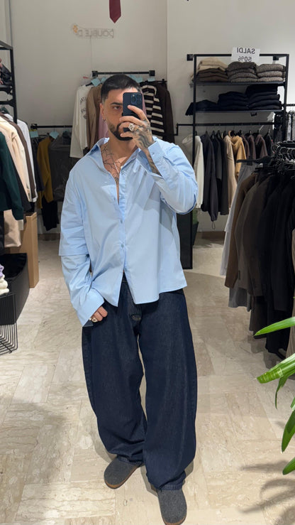 CAMICIA AZZURRA DOPPIA MANICA