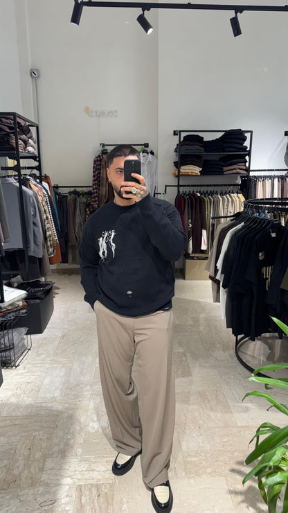 MAGLIONE NERO CON FILI