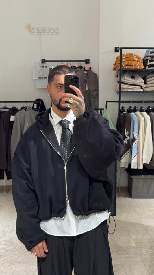 FELPA HOODIE NERA PIPISTRELLO